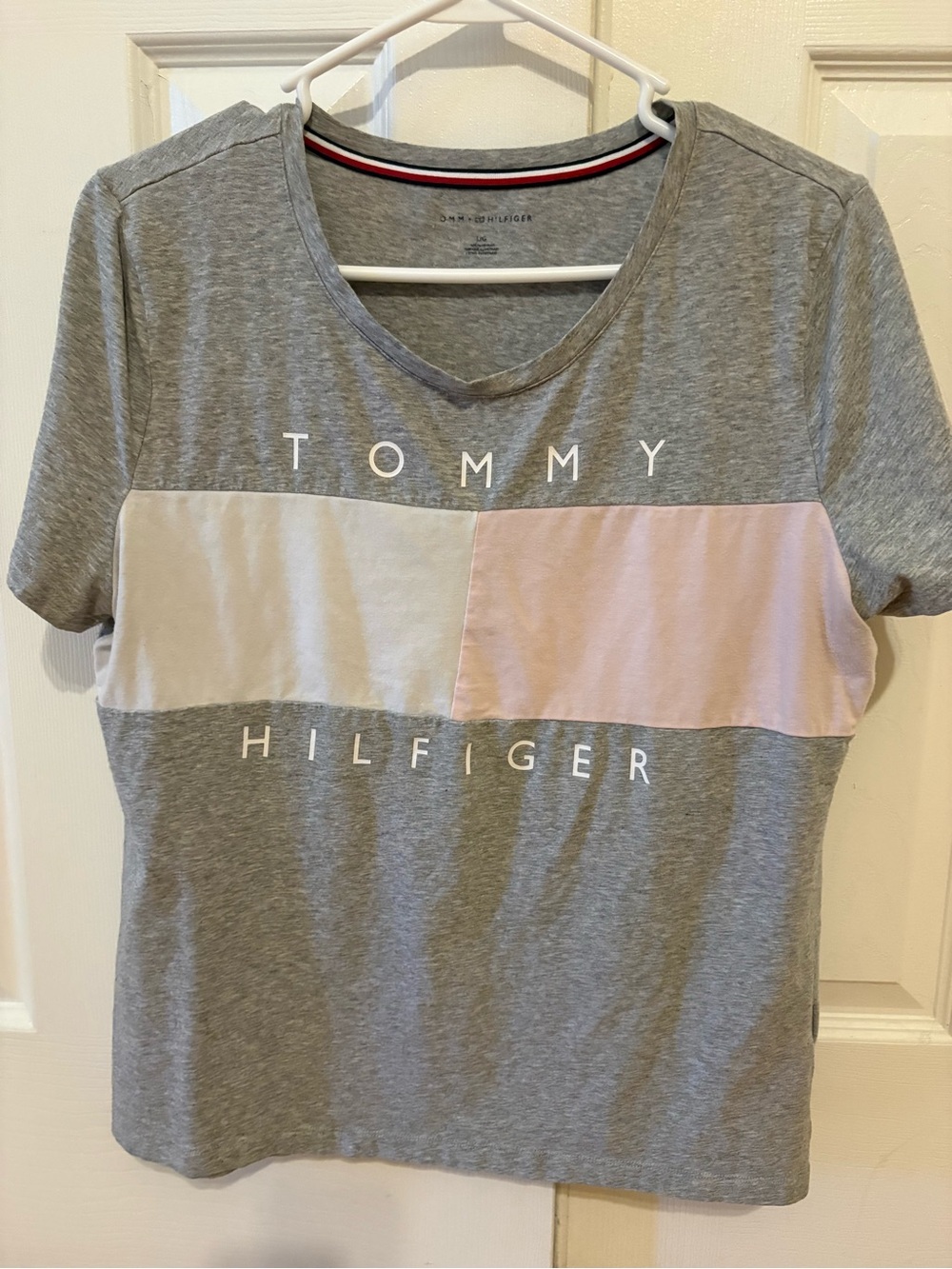 Tommy Hilfiger Gray Tee with Pink & Cream Colorblock